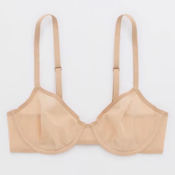 NWT Aerie SMOOTHEZ Mesh Unlined Bra In Sand - Picture 1 of 2